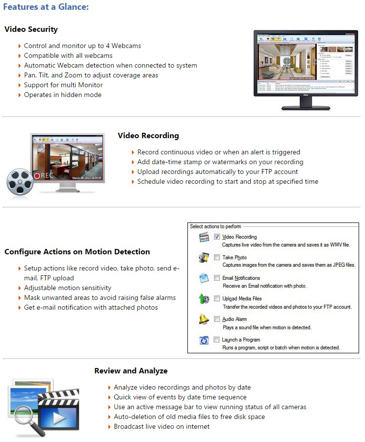 WebCam Monitor key Features